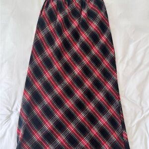 Vintage Tartan Plaid Wool Maxi Skirt Dark Red, Blue, Black sz 26 / 2